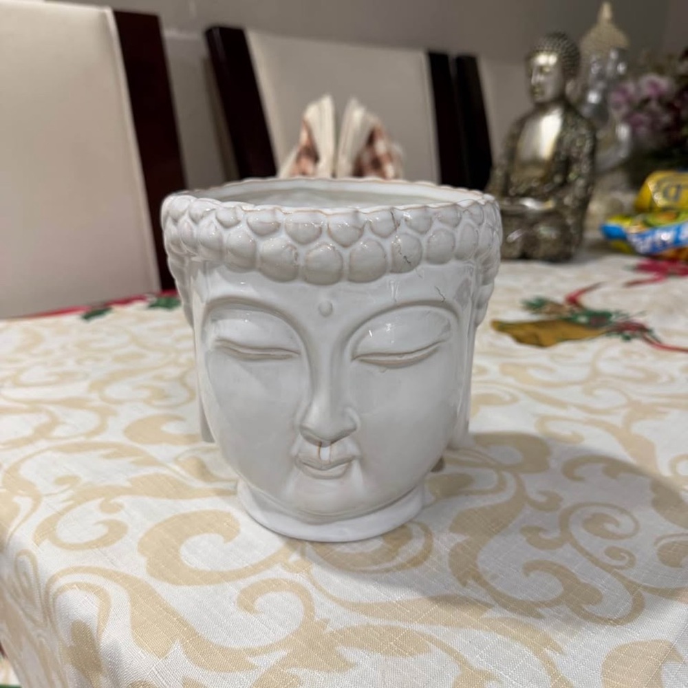 White Buddha Head Planter